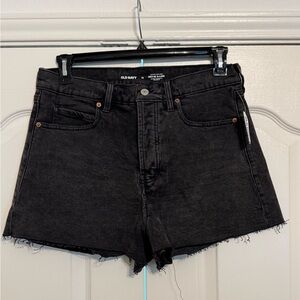 NWT Old Navy Black Jean Shorts High-Waisted Frayed Hem